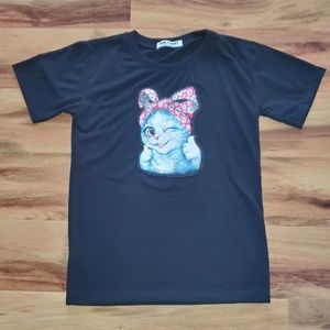 Bon-T-Shirt Kitten with Bow Black Tshirt